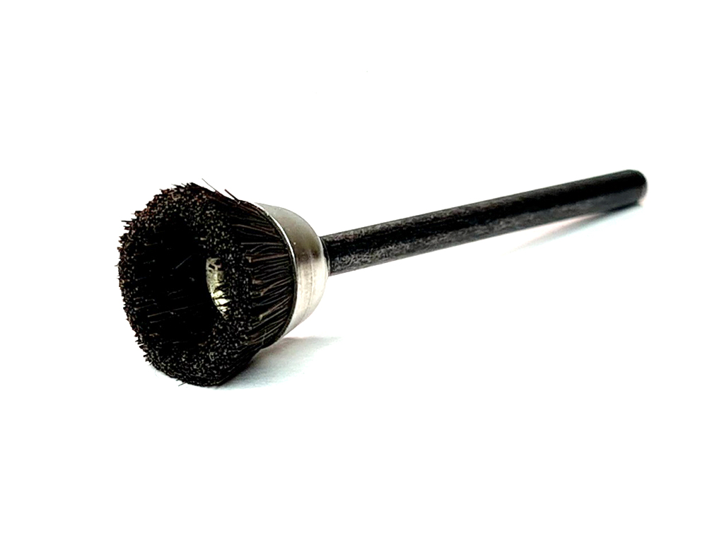 Mini cepillo de pelo de caballo (duro) en forma de copa, &Oslash; 9/16, v&aacute;stago &Oslash; 3 (mm)