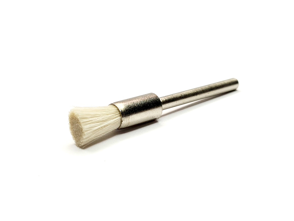 Mini cepillo cilindrico de pelo de cabra (extra suave),8,000 rpm max, &Oslash; 5 x 8, v&aacute;stago  &Oslash; 3.0 (mm)