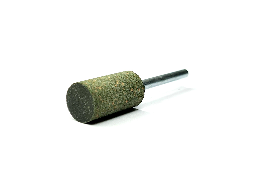 Punta de caucho con carburo de silicio, cilindrica #120, &Oslash; 10 x 20 largo, v&aacute;stago &Oslash; 3.0 (mm), ideal para eliminar rayas finas en aluminio y acero. RUBBERIZE