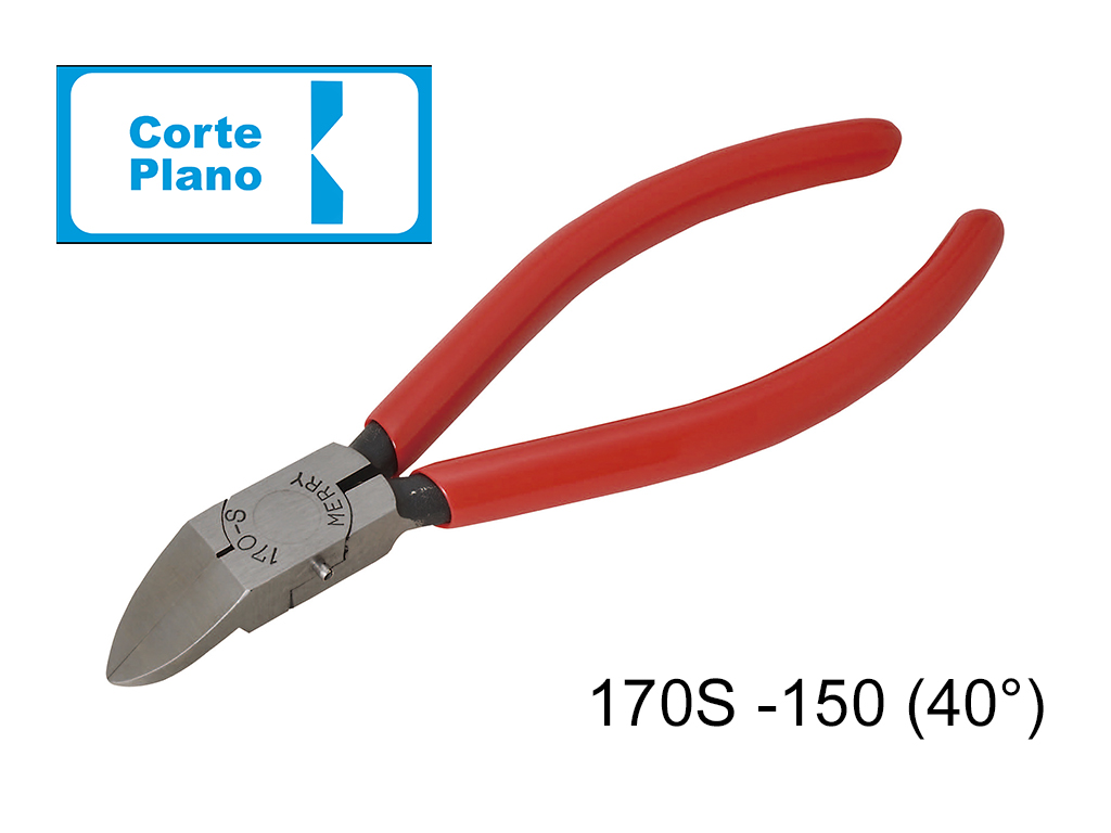 Pinza a 40&deg; para corte en plastico (colada), capacidad de corte &Oslash;5mm, tama&ntilde;o de cuchilla 22mm, corte plano.