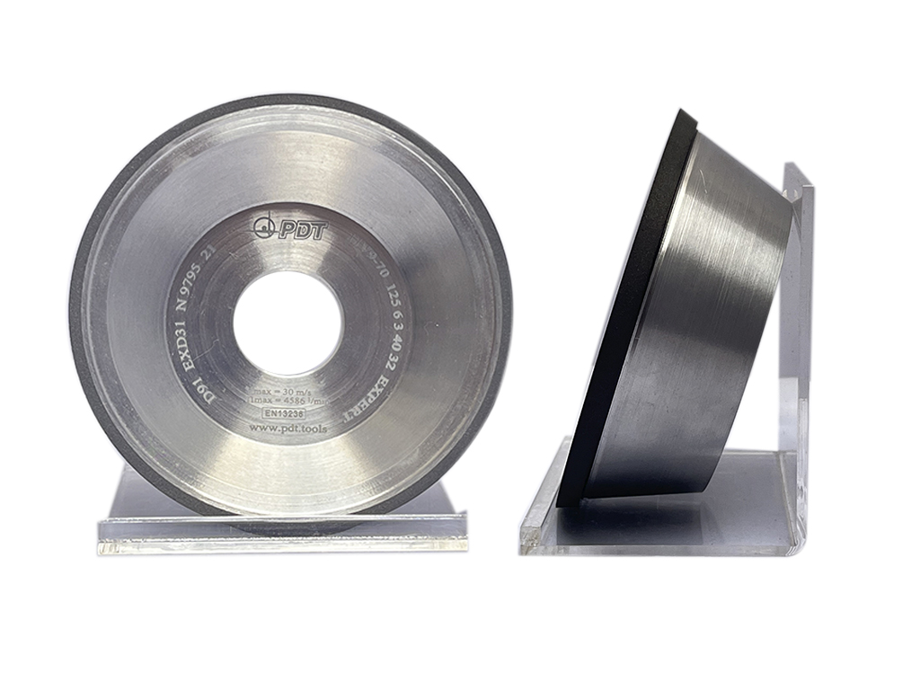 Rueda diamante 11V9-70, D125, U6, X3, T40, H32, D91(#170-200), EXPERT, liga EXD31, ideal para rectificado y afilado en seco de htas. de carburo.