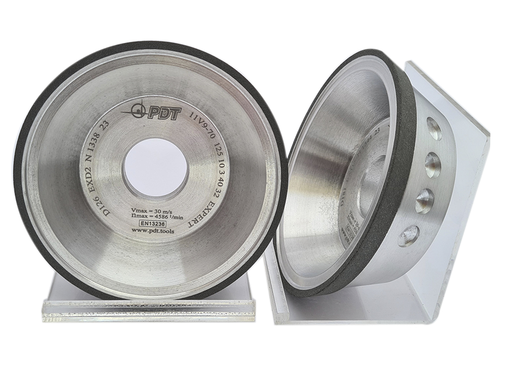 Rueda diamante 11V9-70, D125, U10, X3, T40, H32, D126 (#120-140), EXPERT, liga EXD2, ideal para el afilado de htas de carburo de tungsteno, trabajo en seco.