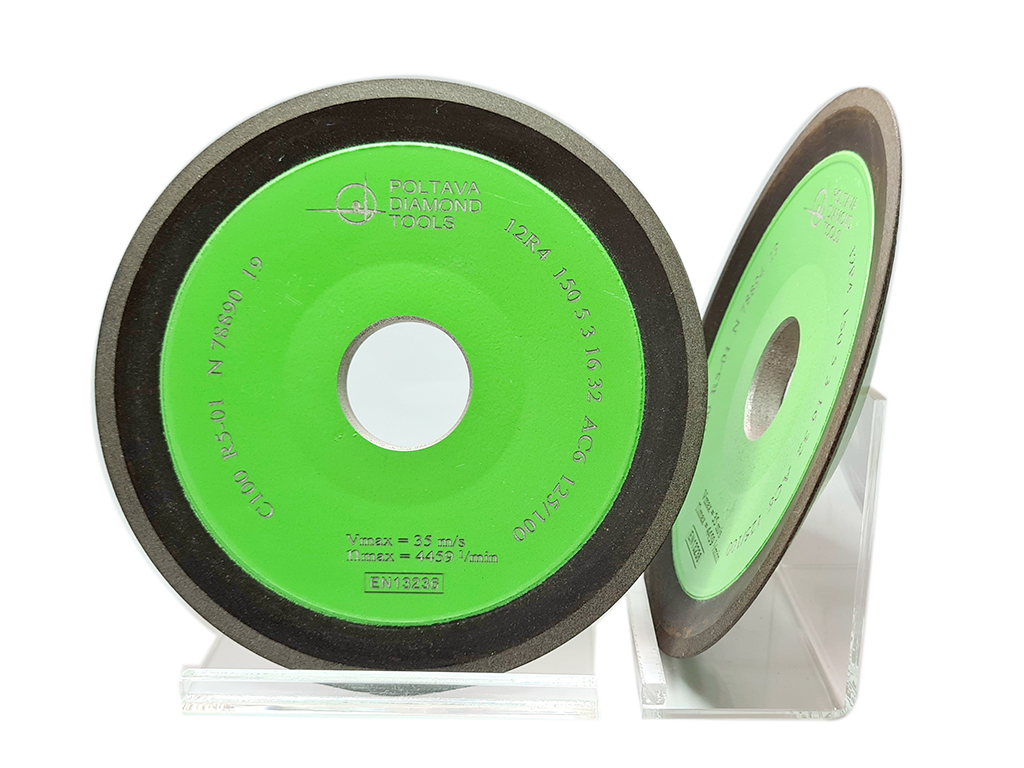 Rueda diamante 12R4, D150 W5 X3 T16 H32, ESTANDAR, liga AC6 125/100, ideal para el afilado de htas. de carburo de tungsteno.
