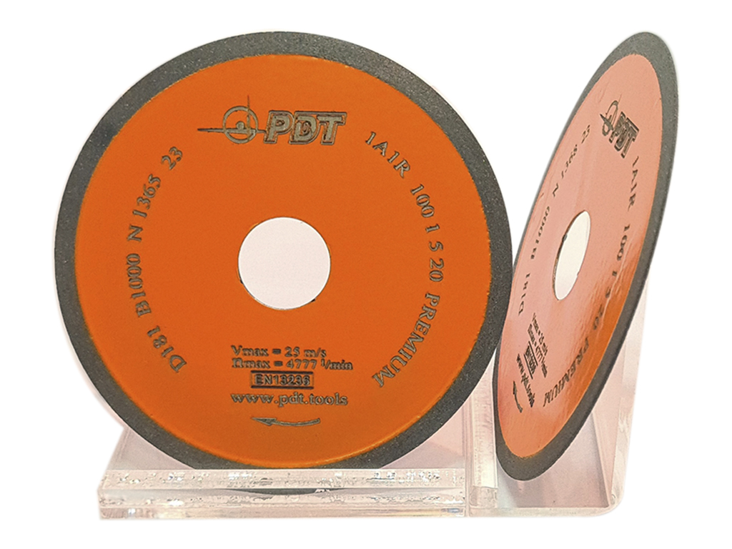 Rueda diamante 1A1R, D100, T1, X5, H20, D181(#80-100), PREMIUM, liga B1000,  ideal para corte de carburo, trabajo en seco y humedo.