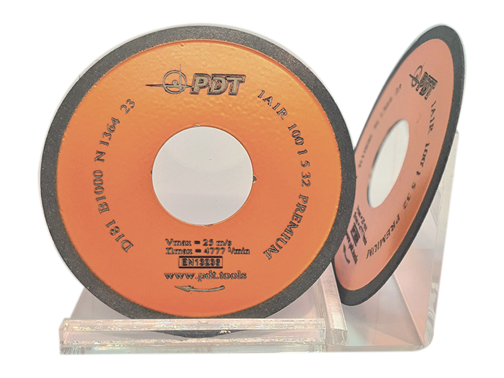 Rueda diamante 1A1R, D100, T1, X5, H32, D181(#80-100) PREMIUM, B1000, ideal para corte de carburo, trabajo en seco y humedo.
