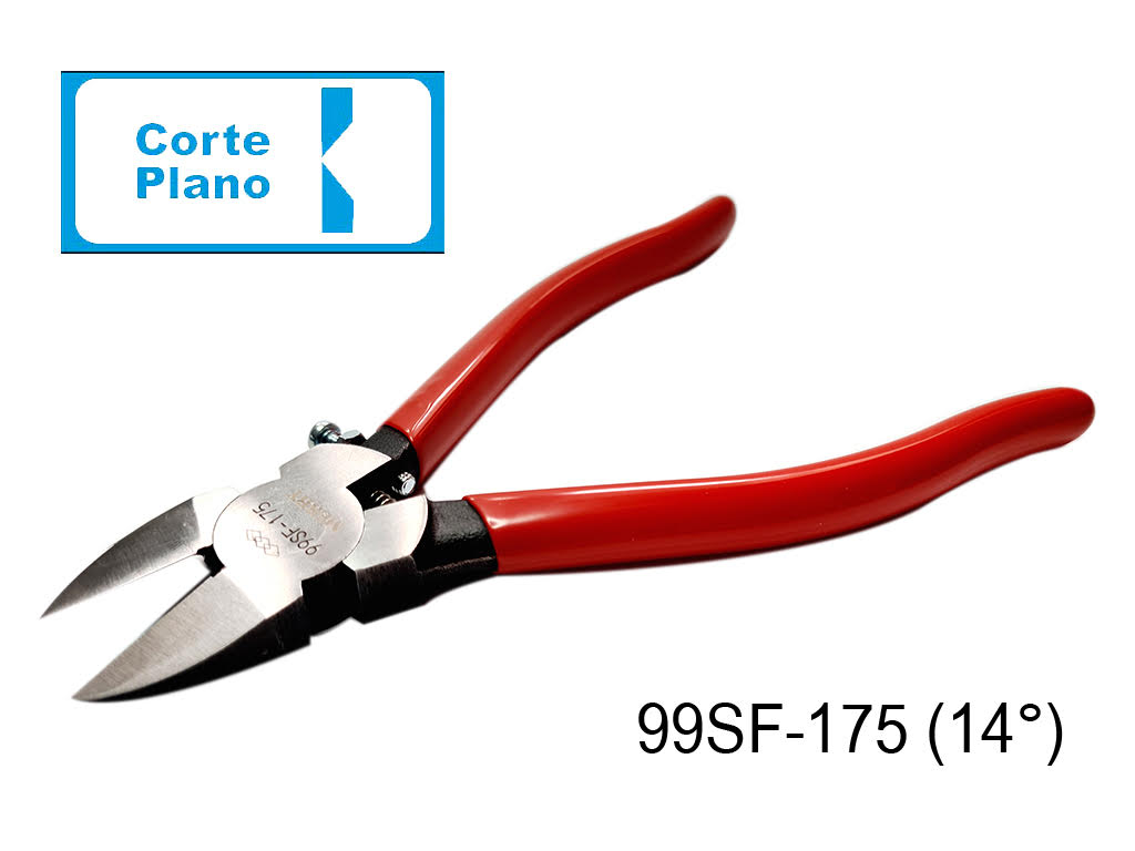 Pinza a 14&deg; para corte en plastico (colada), capacidad de corte &Oslash;9mm, tama&ntilde;o de cuchilla 24mm, corte plano.
