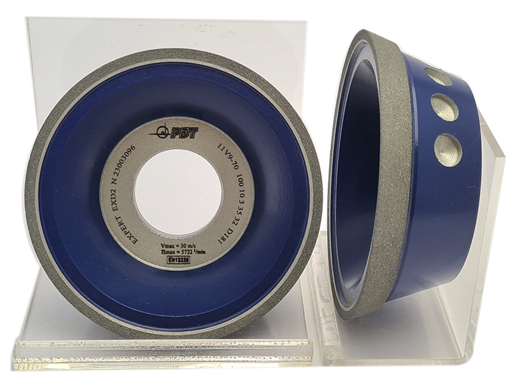 Rueda diamante 11V9-70, D100, U10, X3, T35, H32, D181(#80-100), EXPERT, liga EXD2, ideal para el afilado de htas de carburo de tungsteno, trabajo en seco.