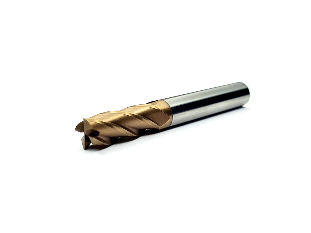 Cortador recto, 4 filos, 35°, 65 HRC, Ø10 x 25LC x 75LT, vástago 10 (mm), Top TiAlN maquinado en seco, alta velocidad.