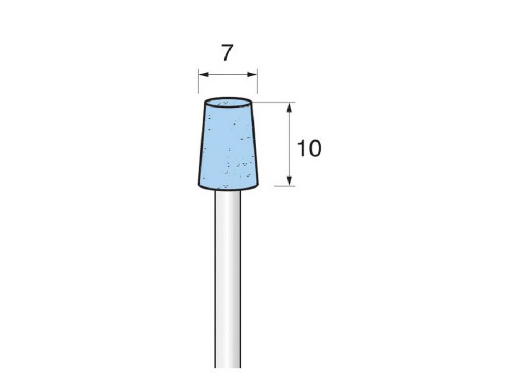 Punta (AO-vitrificado) c/azul, #100, (forma T)  Ø 7 x 10  largo, vástago Ø 3 (mm)