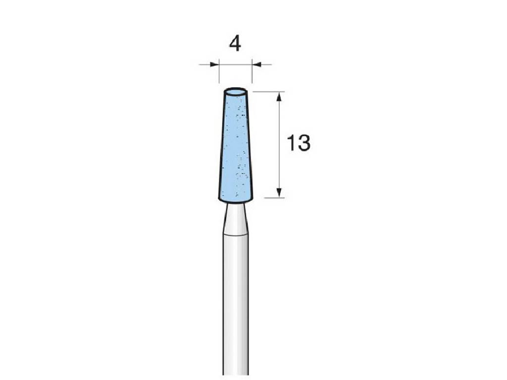 Punta (AO-vitrificado) c/azul, #100, cilindrica, Ø 4 x 13 largo, vástago Ø 3 (mm)