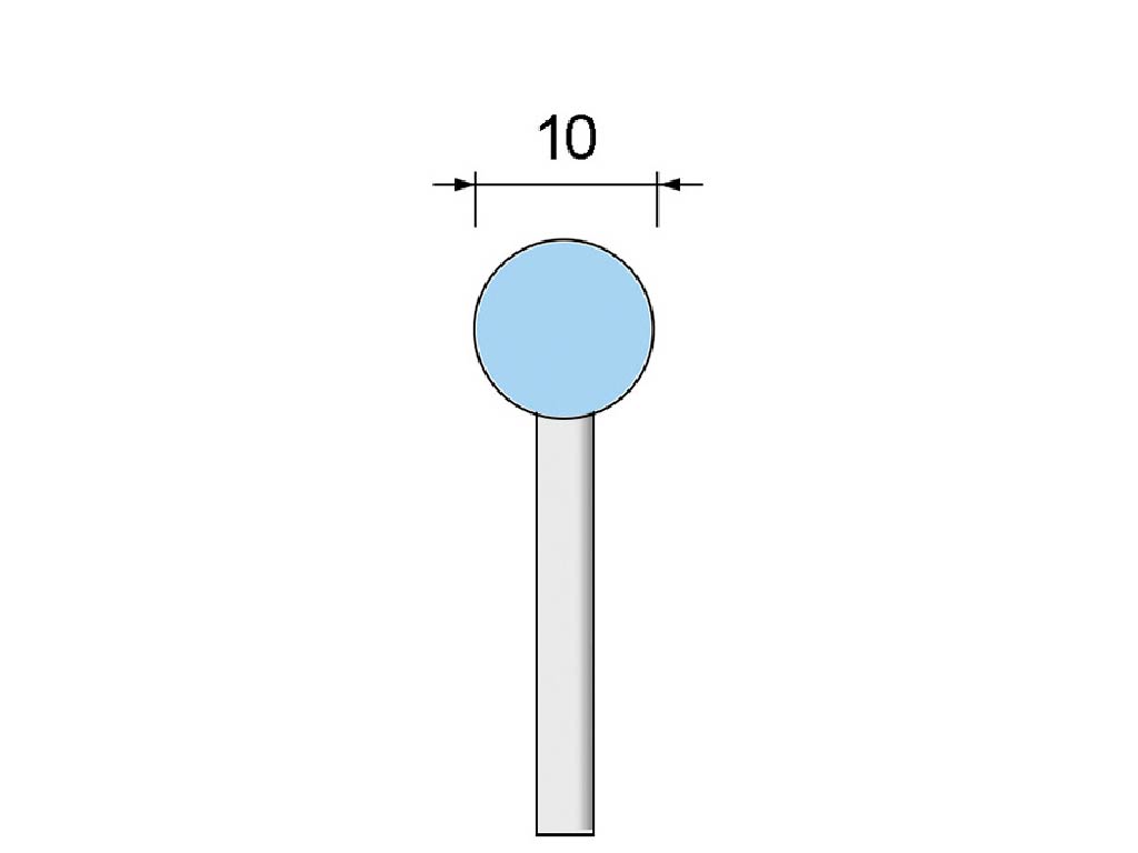 Punta (AO-vitrificado) c/azul, #100, esferica, Ø 10, vástago Ø 3 (mm)