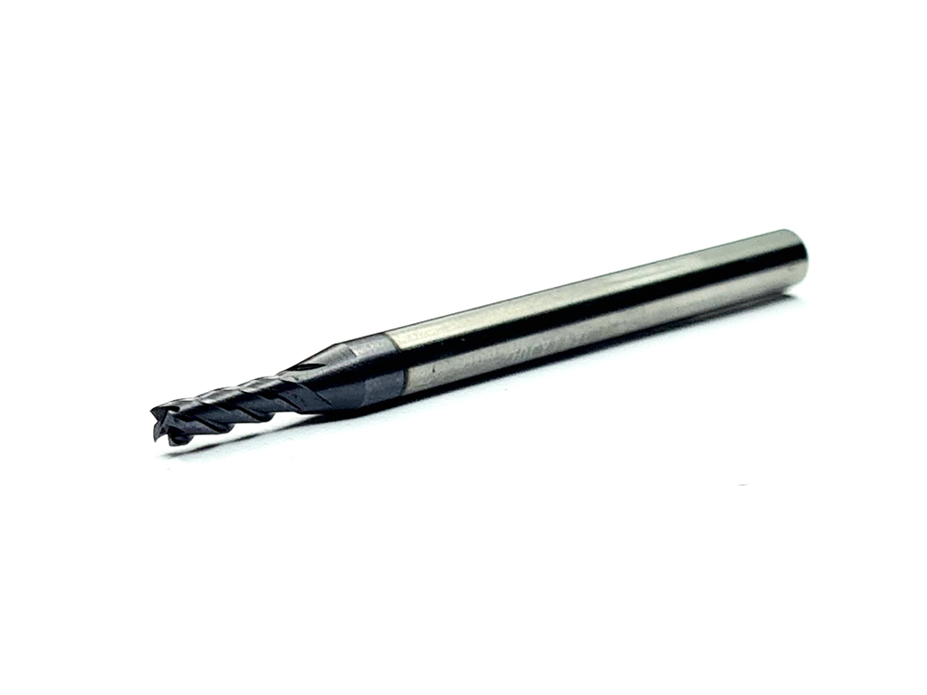 Cortador recto, 4 filos, 35°, 55 HRC, Ø2.5 x 7LC x 50LT, vástago 4 (mm), Nano TiaLN para maquinado en general en aceros.