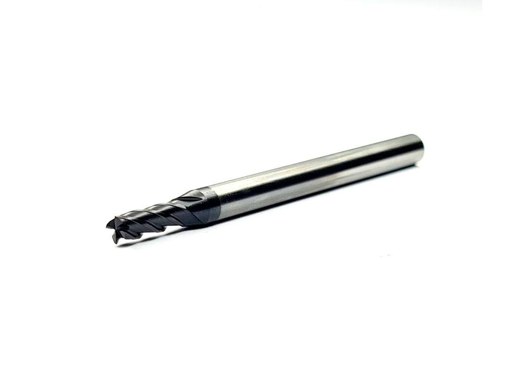 Cortador recto, 4 filos, 35°, 55 HRC, Ø3 x 8LC x 50LT, vástago 4 (mm), Nano TiaLN para maquinado en general en aceros.