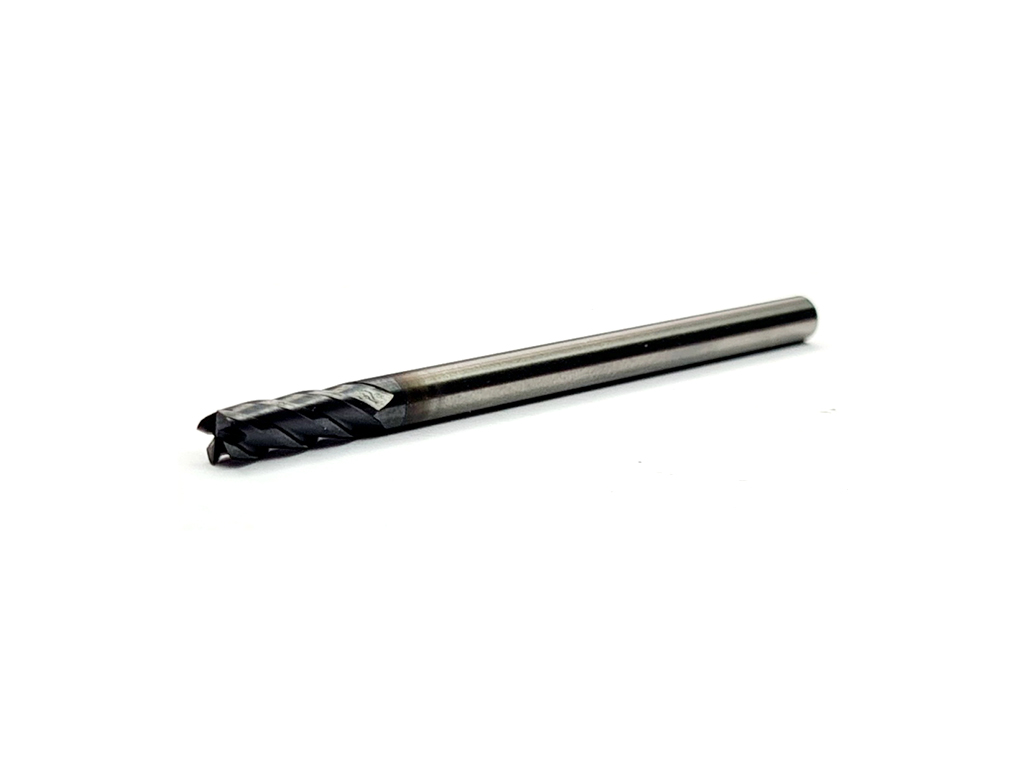 Cortador recto, 4 filos, 35°, 55 HRC, Ø1/8 x 3/8LC x 2LT, vástago 1/8 (in),  Nano TiaLN para maquinado en general en aceros.