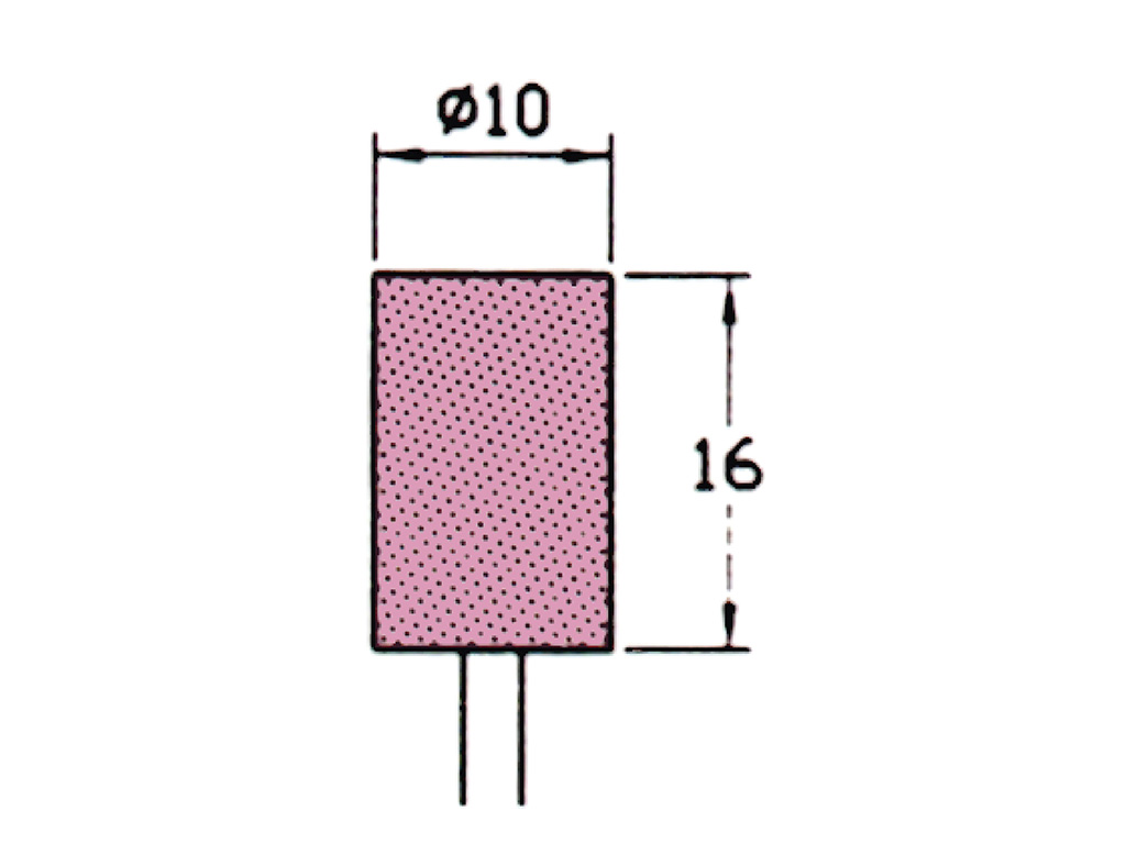 Punta montada (WA)#120, cilindrica recta, Ø 10 x 16 largo, vástago Ø 3 (mm)