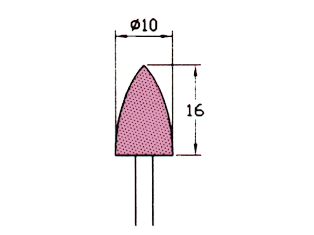 Punta montada (WA)#120, punta de bala Ø 10 x 16mm, vástago Ø 3 (mm)