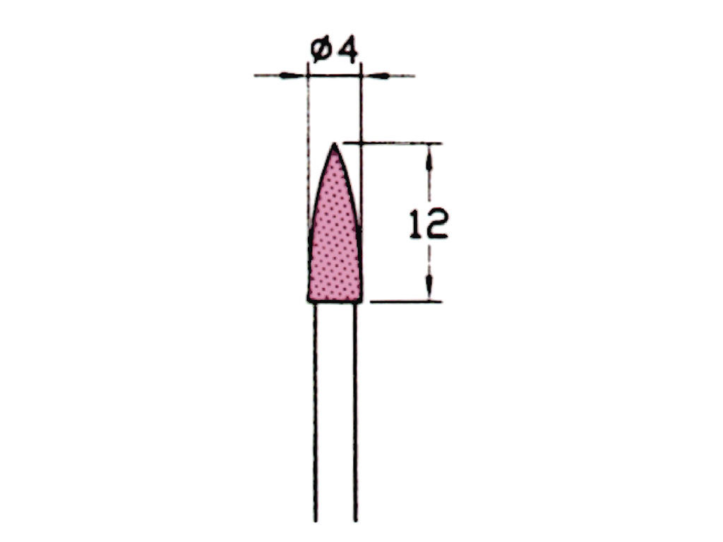 Punta montada (WA)#120, punta de bala 412 J, Ø 4 x 12 largo, vástago Ø 3 (mm)