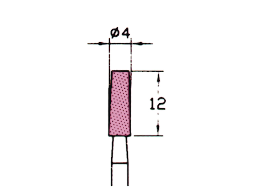 Punta montada (WA)#120, conica, tipo T, Ø 4 x 12  largo, vástago Ø 3 (mm)