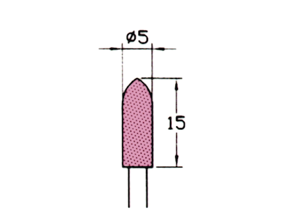 Punta montada (WA)#120, conica, tipo K, Ø 5 x 15 largo, vástago Ø 3 (mm)