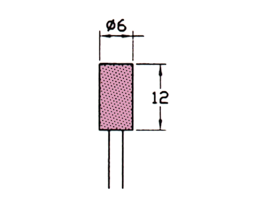 Punta montada (WA)#120, cilindrica recta, Ø 6 x 12 largo, vástago Ø 3 (mm)