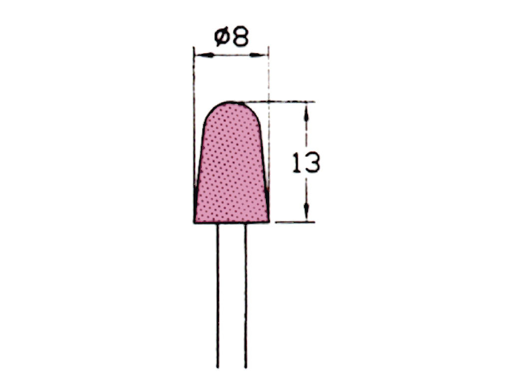 Punta montada (WA)#120, conica, tipo R, Ø 8 x 13 largo, vástago Ø 3 (mm)