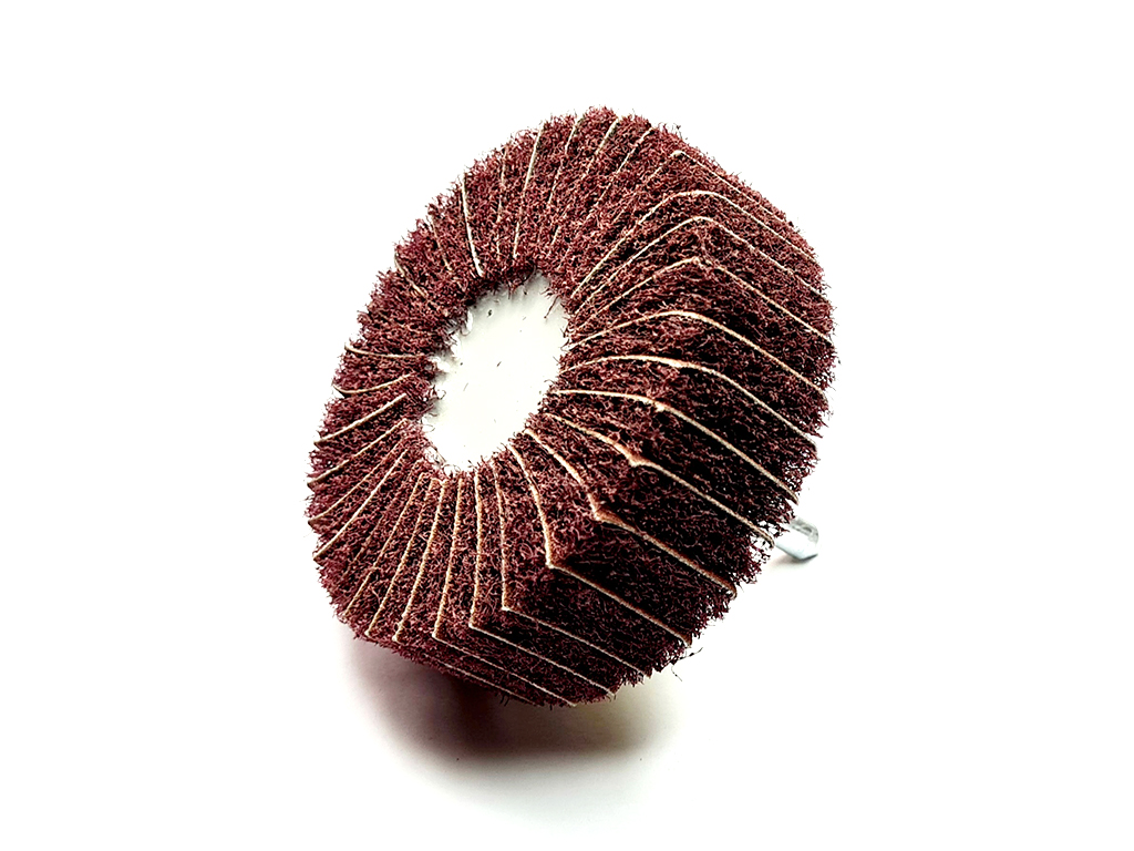 Punta montada de fibra con lija AO, #120, Ø 3" x 1", vástago  1/4"