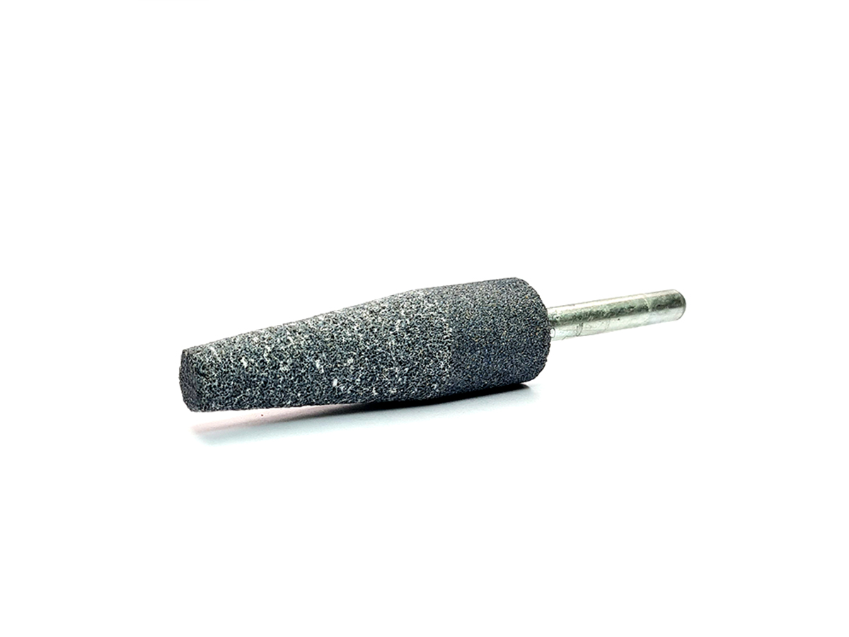 Punta (AO vitrificado), c/azul, #120, cónica tipo A1, Ø3/4 x 2 1/2, para desbaste en acero, vástago 1/4", max rpm: 19,800