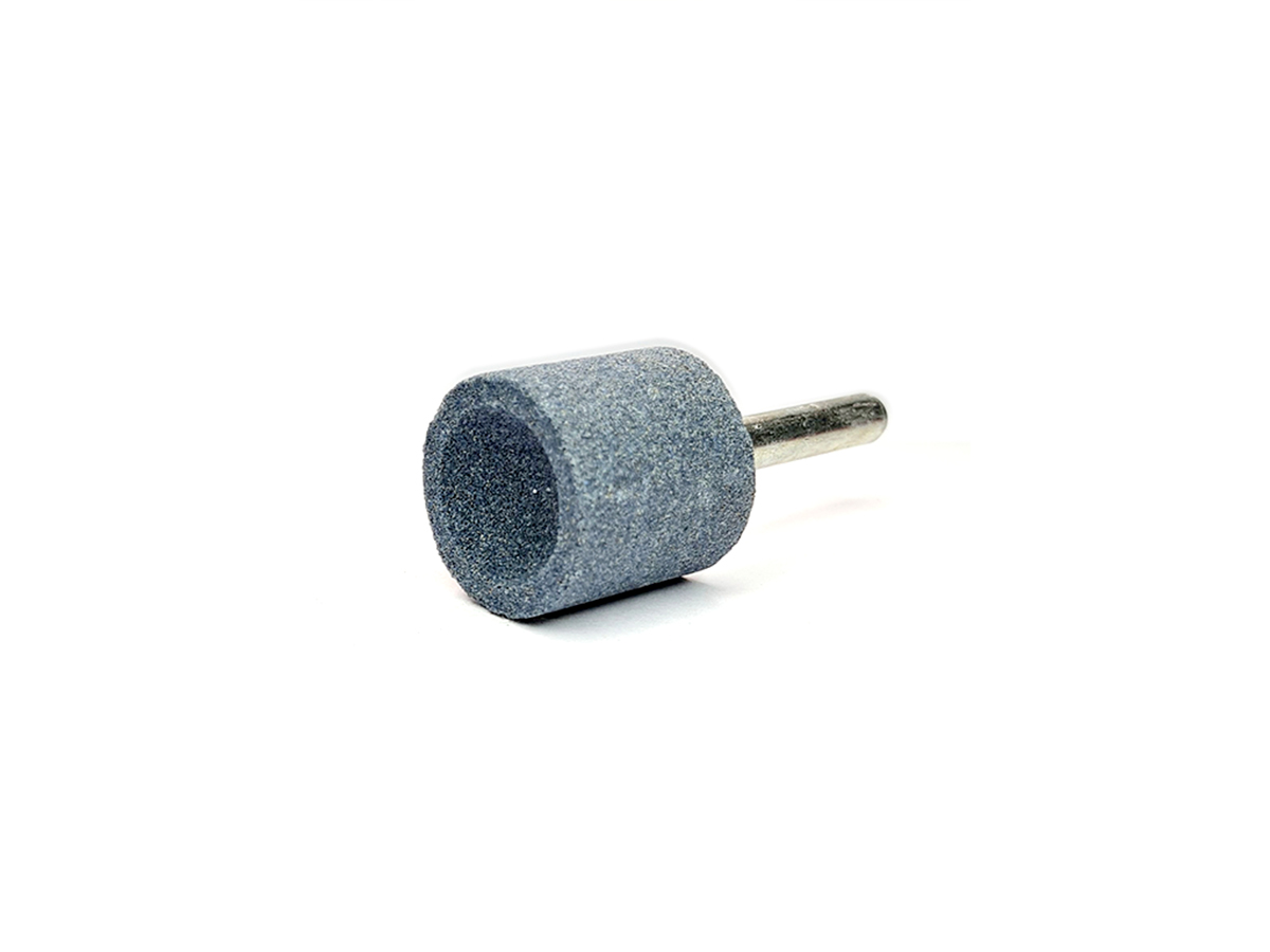 Punta (AO vitrificado), c/azul, #120, cilindrica recta tipo A38, Ø1 x 1, para desbaste en acero, vástago 1/4", max rpm: 34,500