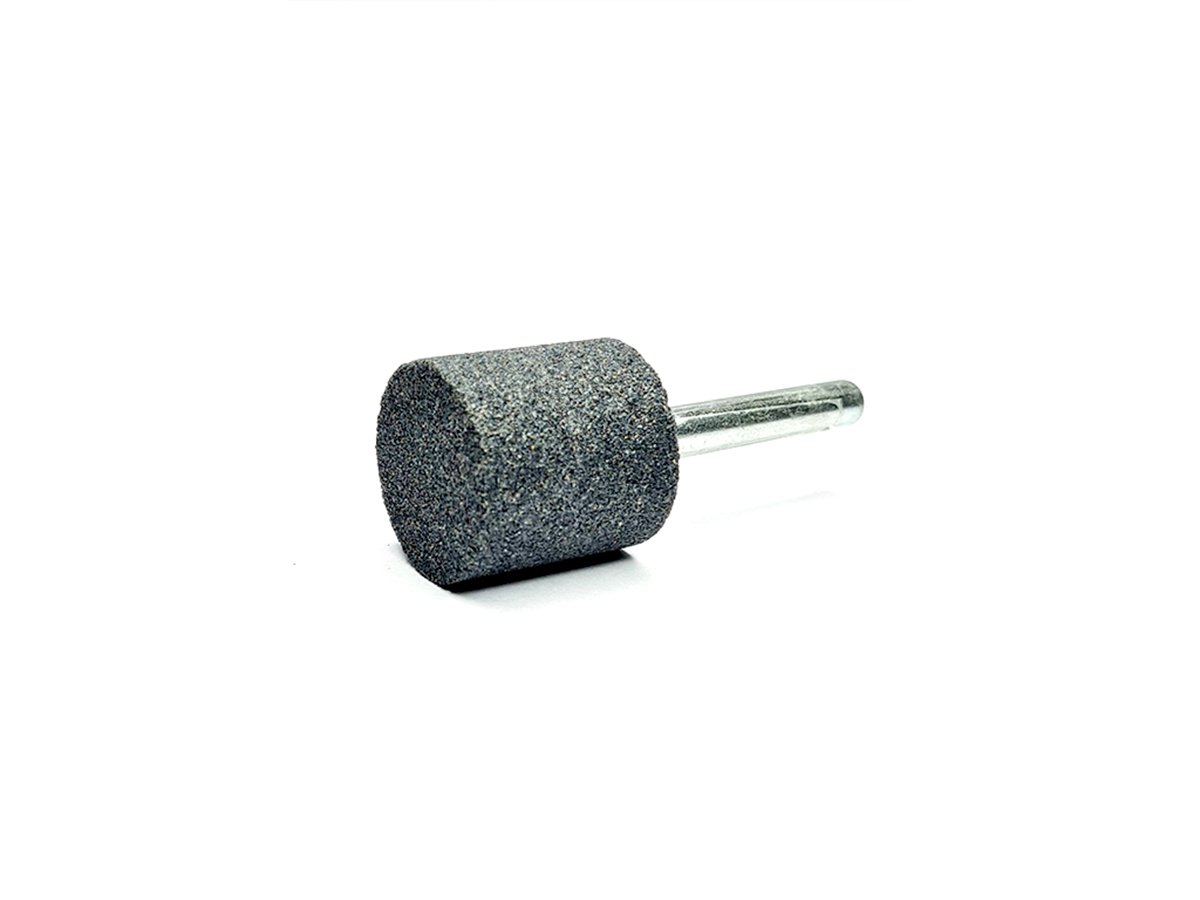 Punta (AO vitrificado), c/azul, #120, cilindrica recta tipo W220, Ø1 x 1, para desbaste en acero vástago 1/4", max rpm: 25,500