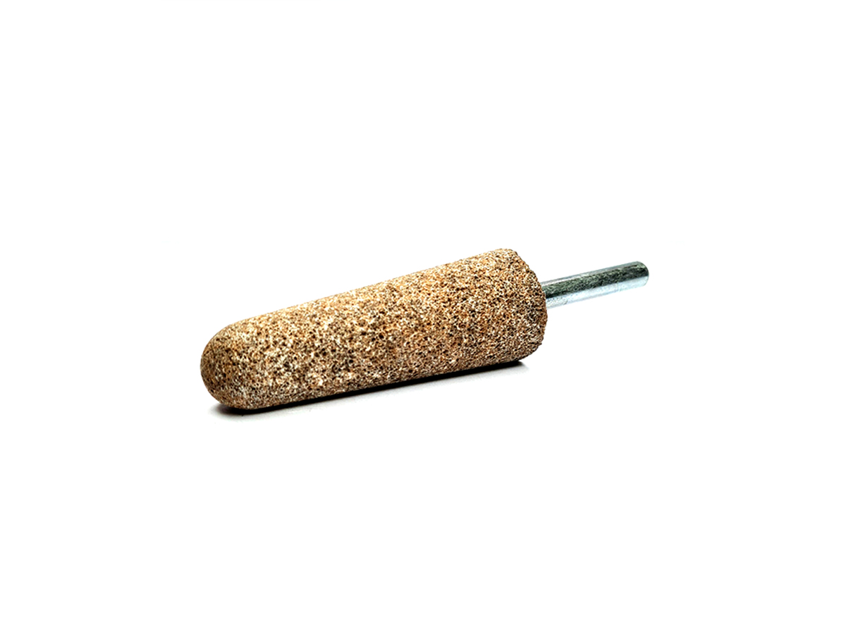 Punta (AO vitrificado), c/rojo, #80, tipo A3, Ø1 x 2 3/4, para desbaste en acero endurecido, vástago 1/4", max rpm: 16,100
