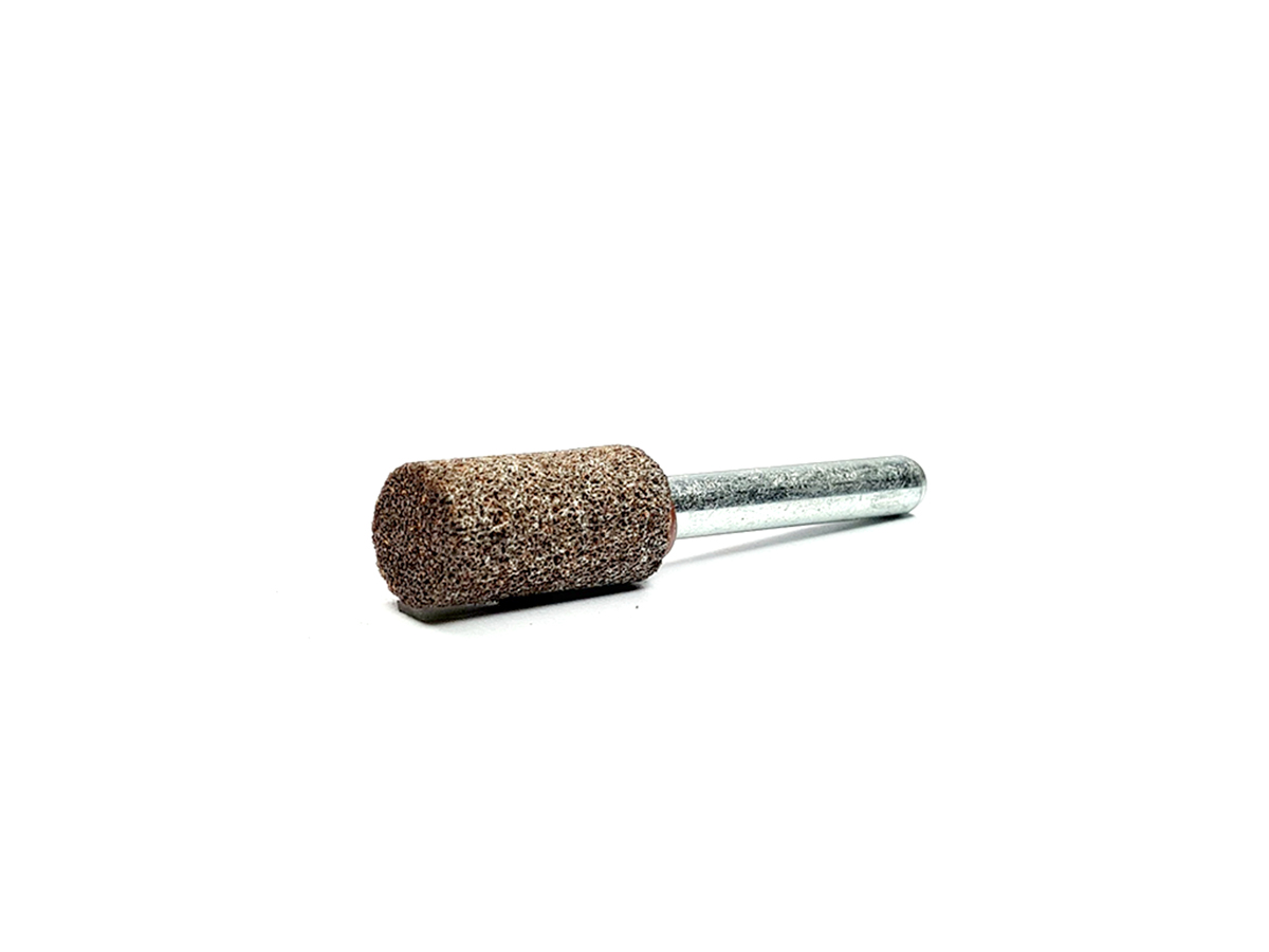 Punta (AO vitrificado), c/rojo, #80, cilindrica recta, tipo W187, Ø1/2 x 1 , para desbaste en aceros endurecidos, vástago 1/4", max rpm: 40,500